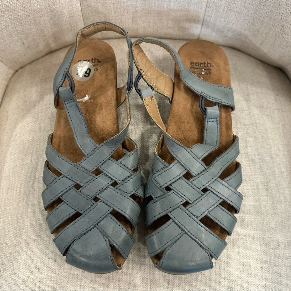 Earth Origins Berri Sandals Women's 6.5 Blue Sling Back Hippie Comfort Bohemian